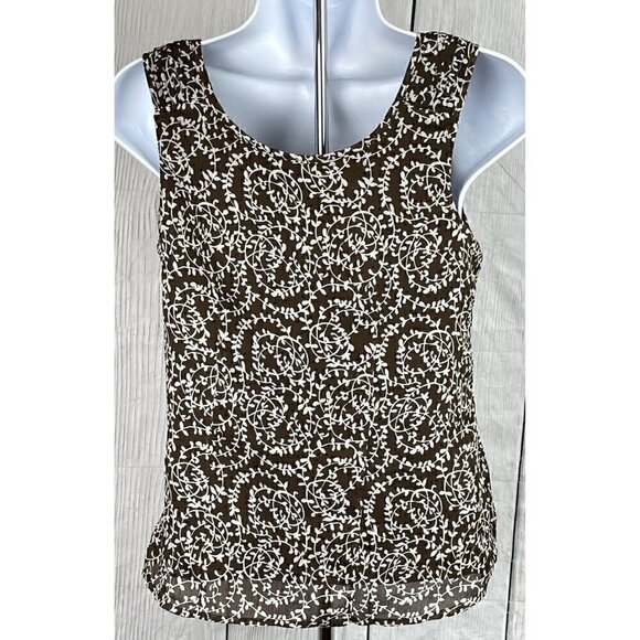 George Designs by Mark Eisen XS (0/2) Sleeveless V-Neck Brown Sheer Lined Top - Picture 8 of 12
